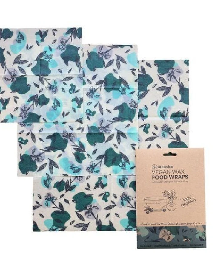 Beewise Veganes Wachstuch-Set 3er aus 100% Biobaumwolle