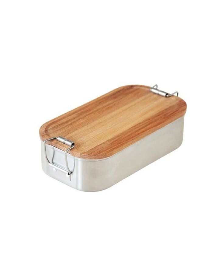 Cameleon Pack EDELSTAHL Lunchbox mit Deckel aus heimischem Buchen Holz