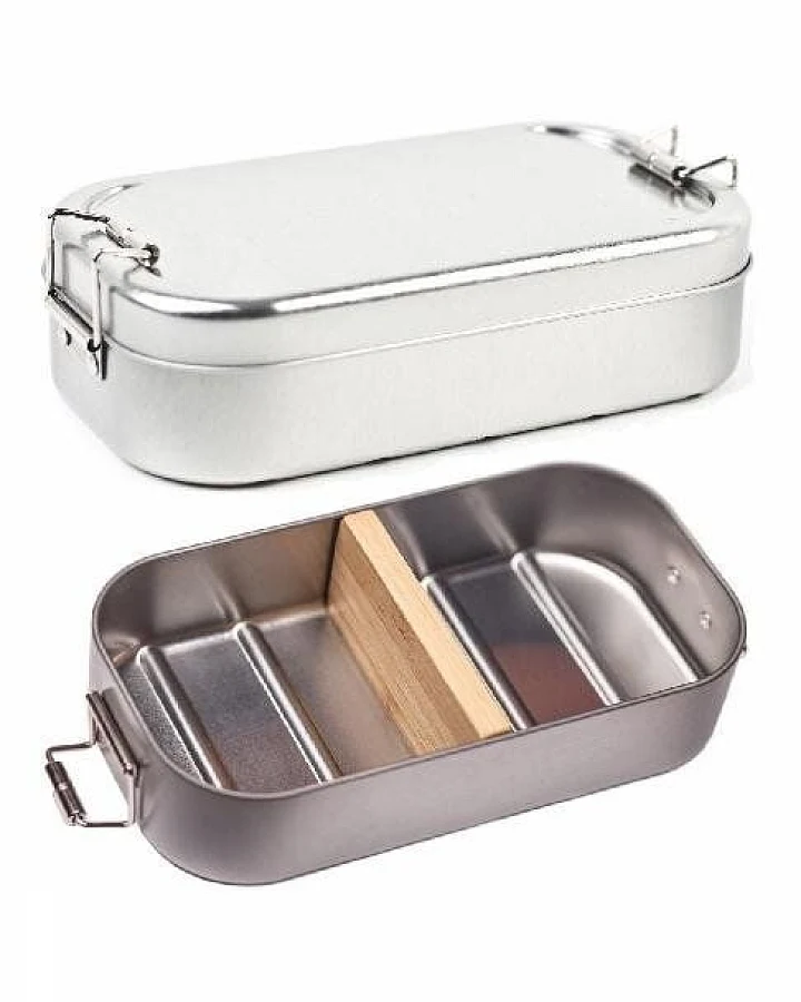Cameleon Pack Lunchbox "Classic" * Mit Trennsteg aus Bambus * Metall Brotdose