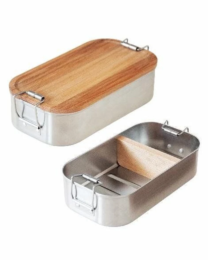 Cameleon Pack Lunchbox mit Deckel und Trennsteg aus heimischem Buchen Holz