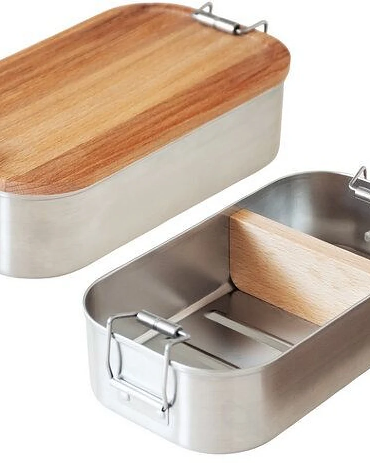 Cameleon Pack Lunchbox mit Deckel und Trennsteg aus heimischem Buchen Holz