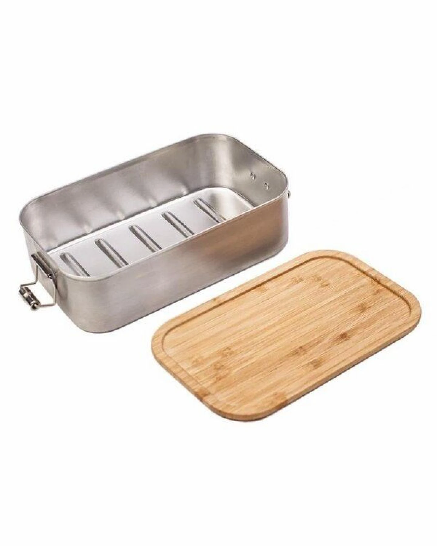 Cameleon Pack XL Edelstahl Lunchbox mit Deckel aus Bambus Holz – Ansicht 4