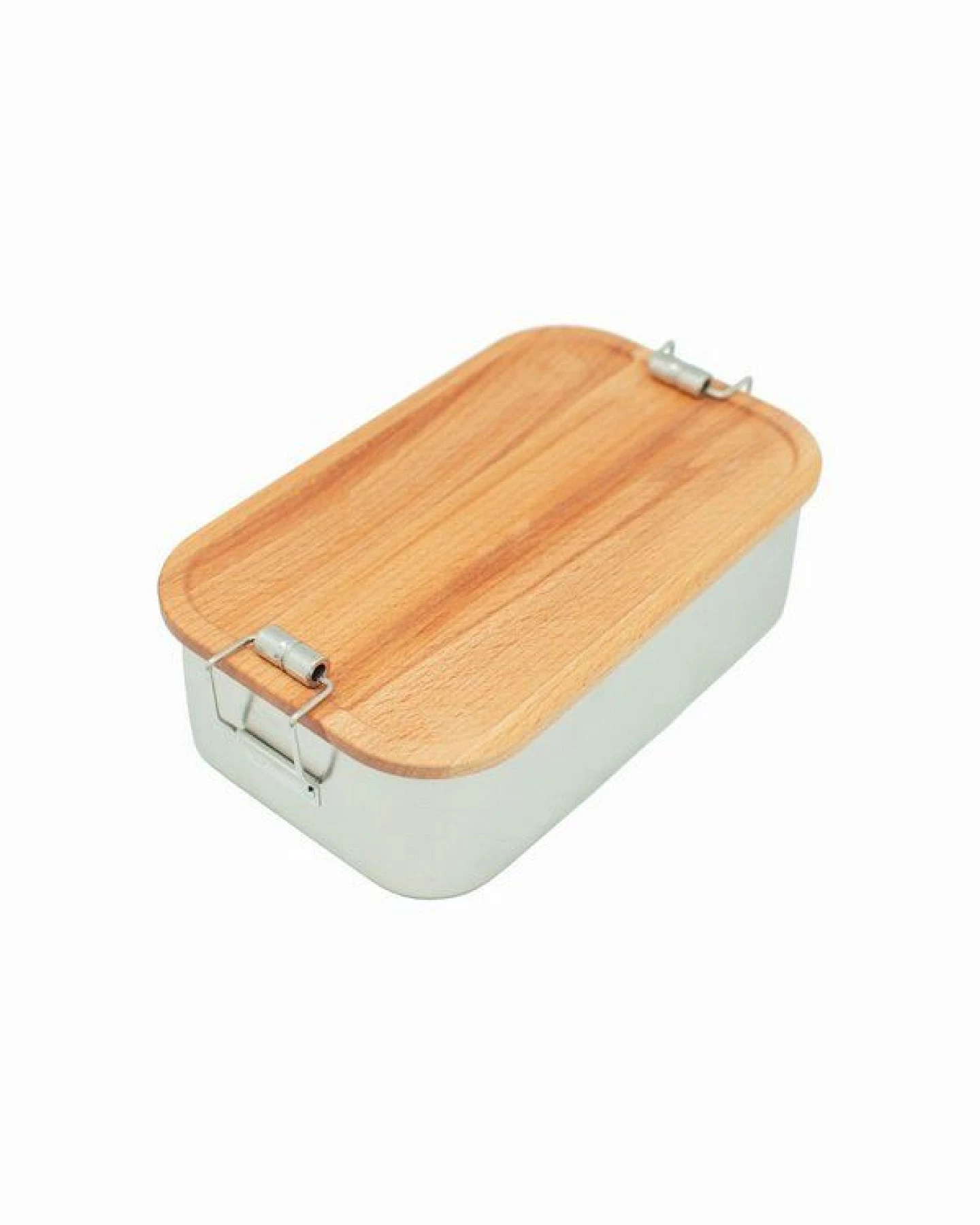 Cameleon Pack XL Edelstahl Lunchbox mit Deckel und Trennsteg aus heimischem Buchen Holz – Ansicht 3