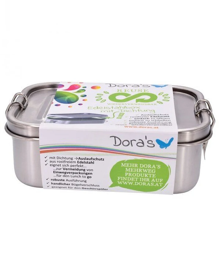 Dora's Dora’s Edelstahl-Lunchbox mit Bügelverschluss & Dichtung (0,75l) – 100% Auslaufsicher
