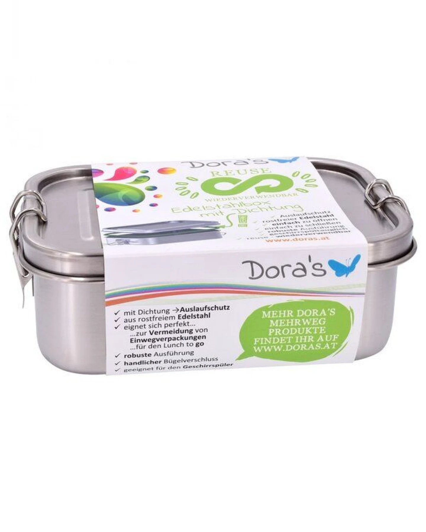 Dora's Dora’s Edelstahl-Lunchbox mit Bügelverschluss & Dichtung (0,75l) – 100% Auslaufsicher – Ansicht 2