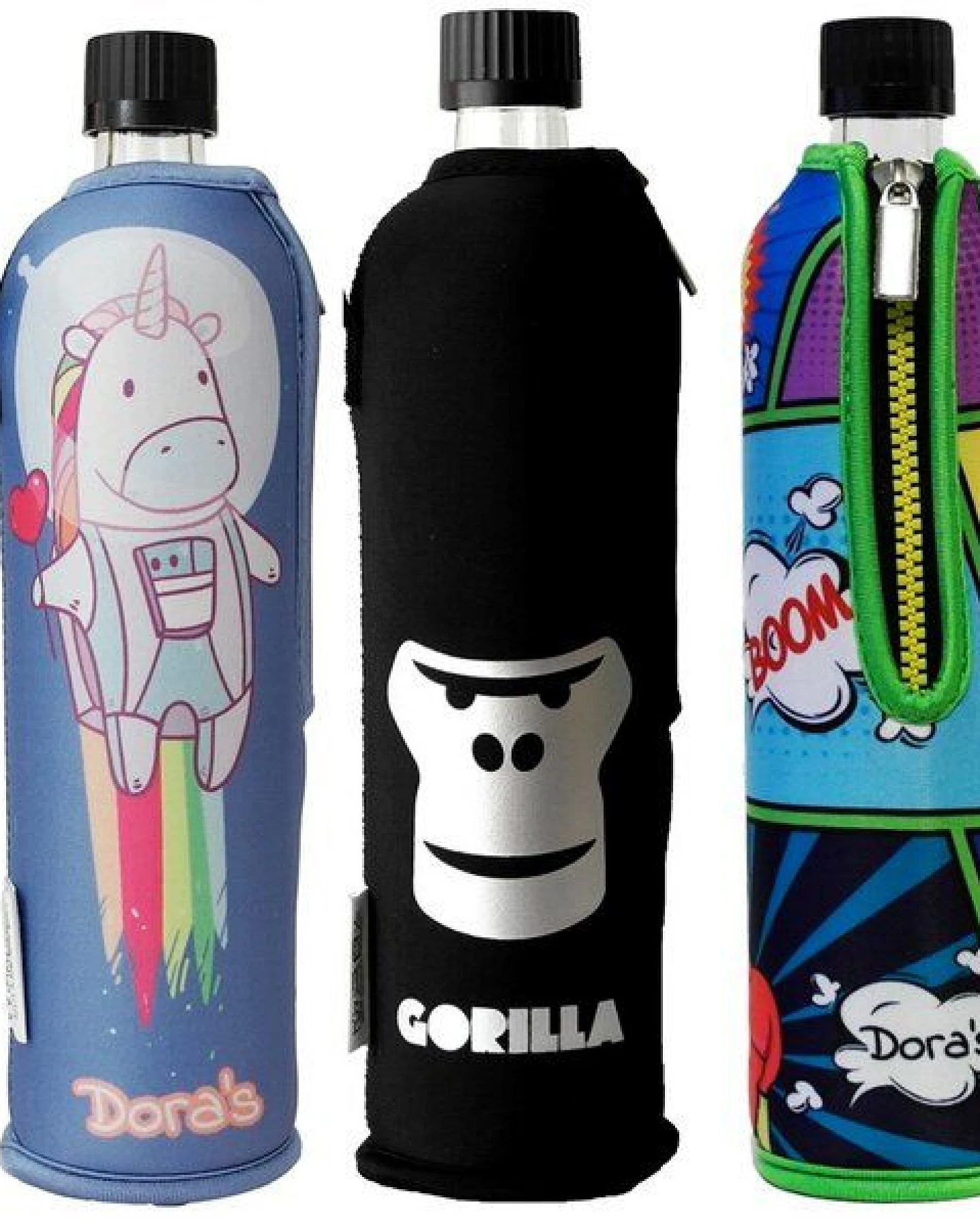 Dora's Dora’s Glas-Trinkflasche mit Motiv-Neoprenhülle (0,5l) – Isoliert & Stylisch – Ansicht 2