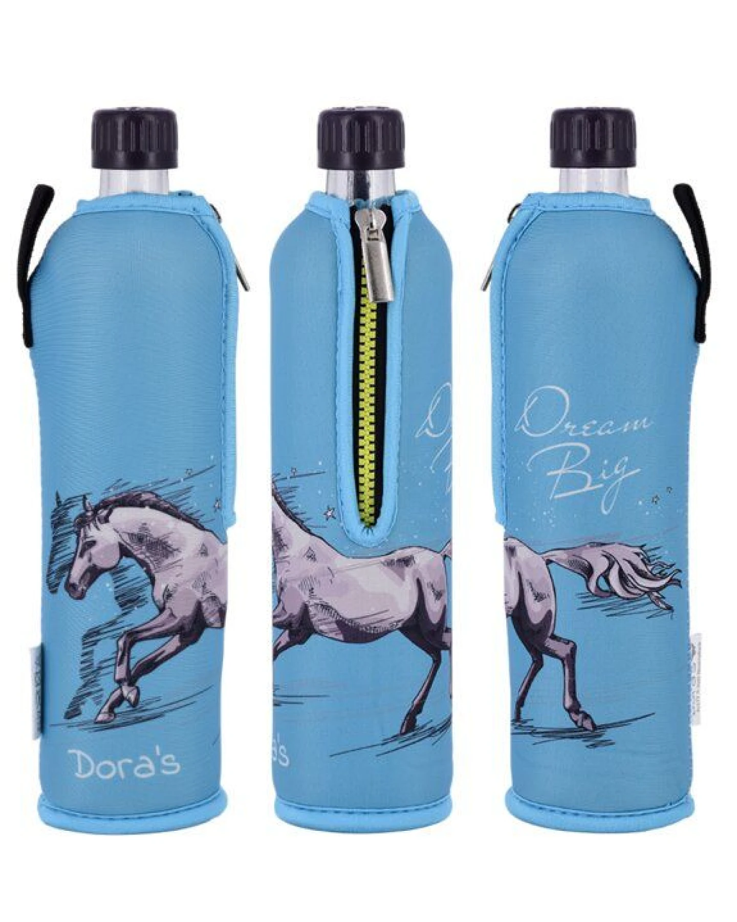Dora's Dora’s Glas-Trinkflasche mit Motiv-Neoprenhülle (0,5l) – Isoliert & Stylisch – Ansicht 3