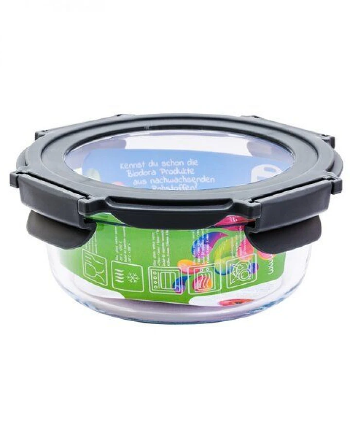Dora's Dora’s Runde Glas-Frischhaltedose (0,5l) – Mit Glasdeckel & Klickverschluss – Ofenfest & Auslaufsicher