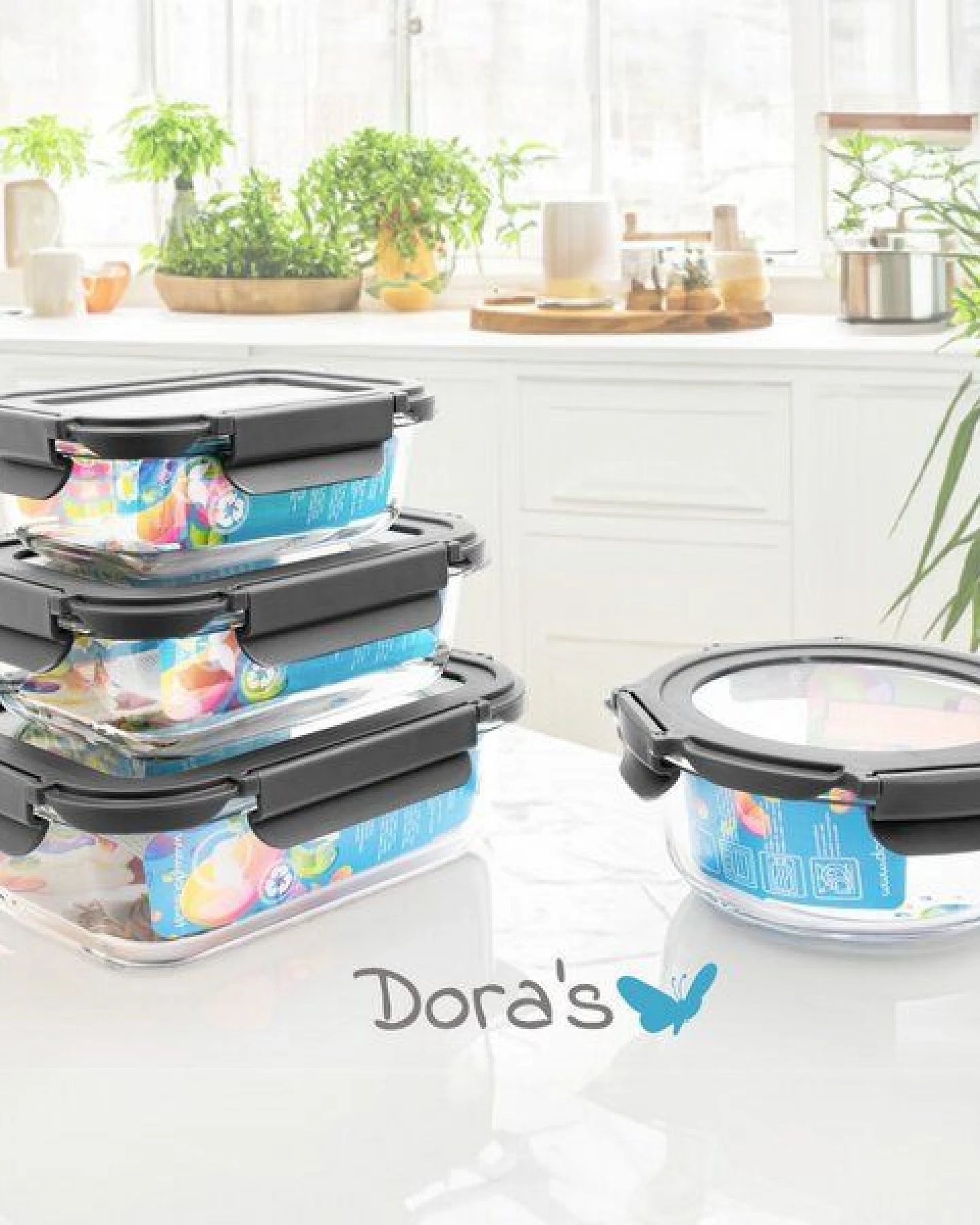 Dora's Dora’s Runde Glas-Frischhaltedose (0,5l) – Mit Glasdeckel & Klickverschluss – Ofenfest & Auslaufsicher – Ansicht 4