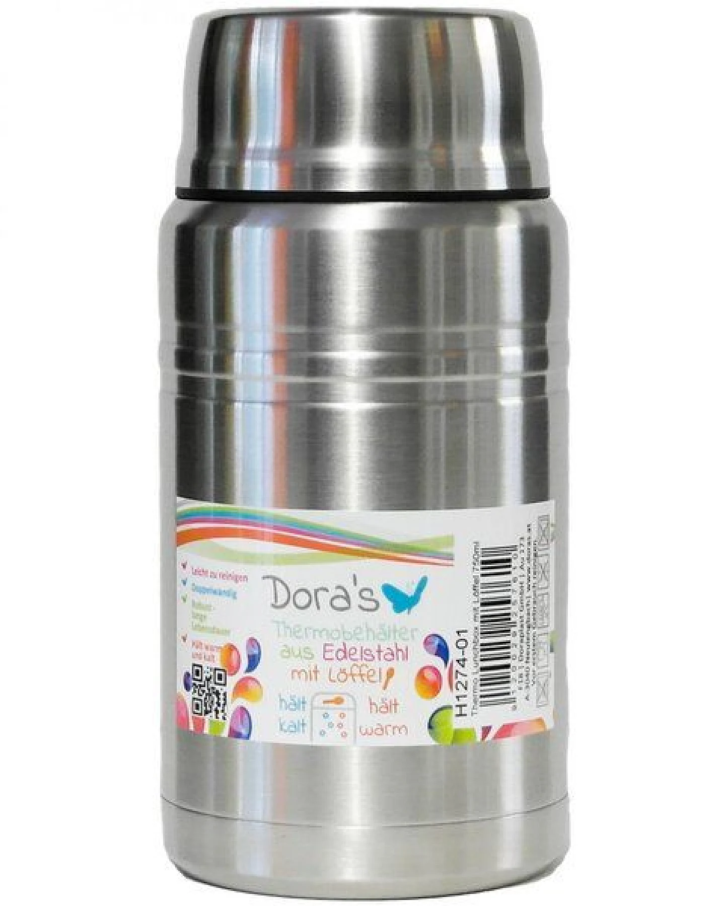 Dora's Dora’s Thermo-Lunchbox (750ml) mit Klapplöffel – Vakuumisoliert – Ansicht 3