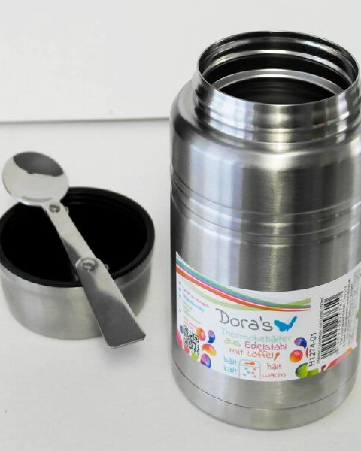 Dora's Dora’s Thermo-Lunchbox (750ml) mit Klapplöffel – Vakuumisoliert – Ansicht 4