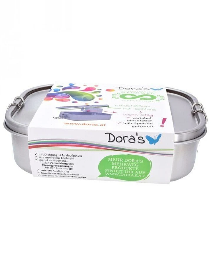 Dora's Dora’s XL Edelstahl-Lunchbox mit Trennsteg & Bügelverschluss (1,4l) – Auslaufsicher