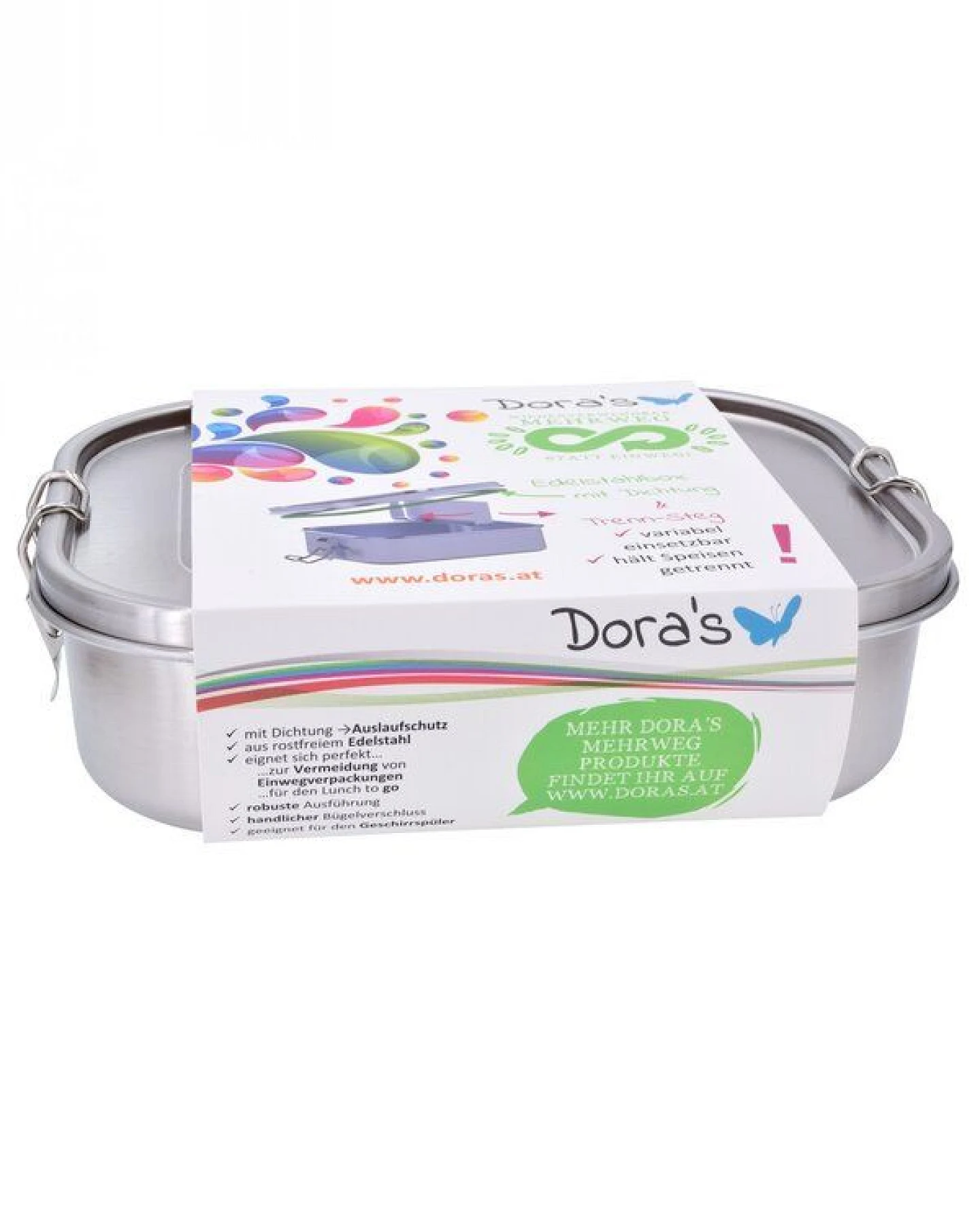 Dora's Dora’s XL Edelstahl-Lunchbox mit Trennsteg & Bügelverschluss (1,4l) – Auslaufsicher – Ansicht 2