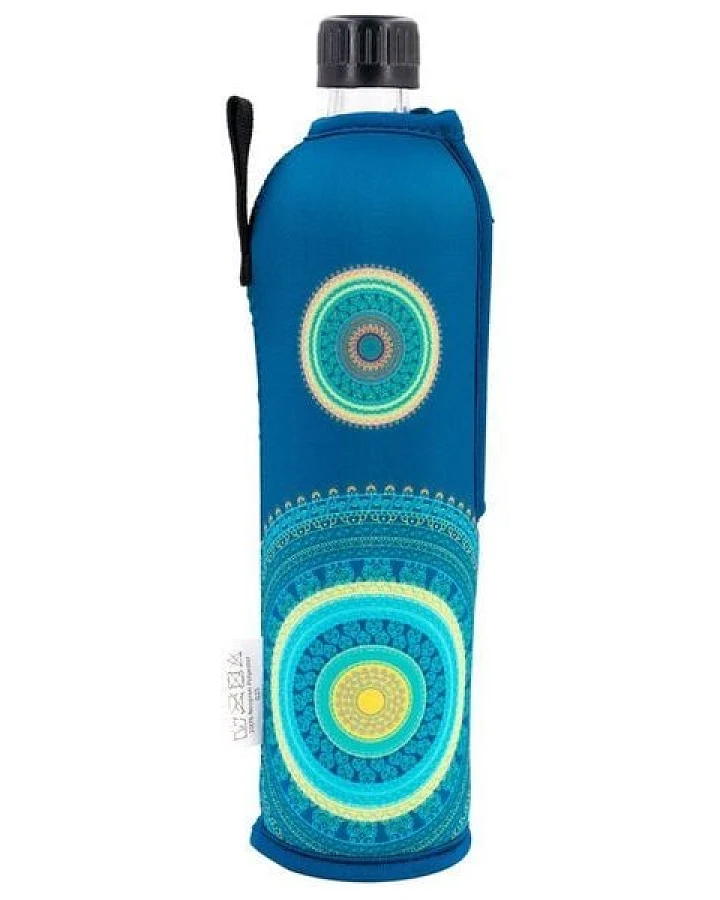 Dora's Glas Trinkflasche 500 ml mit Neoprenhülle Mandala