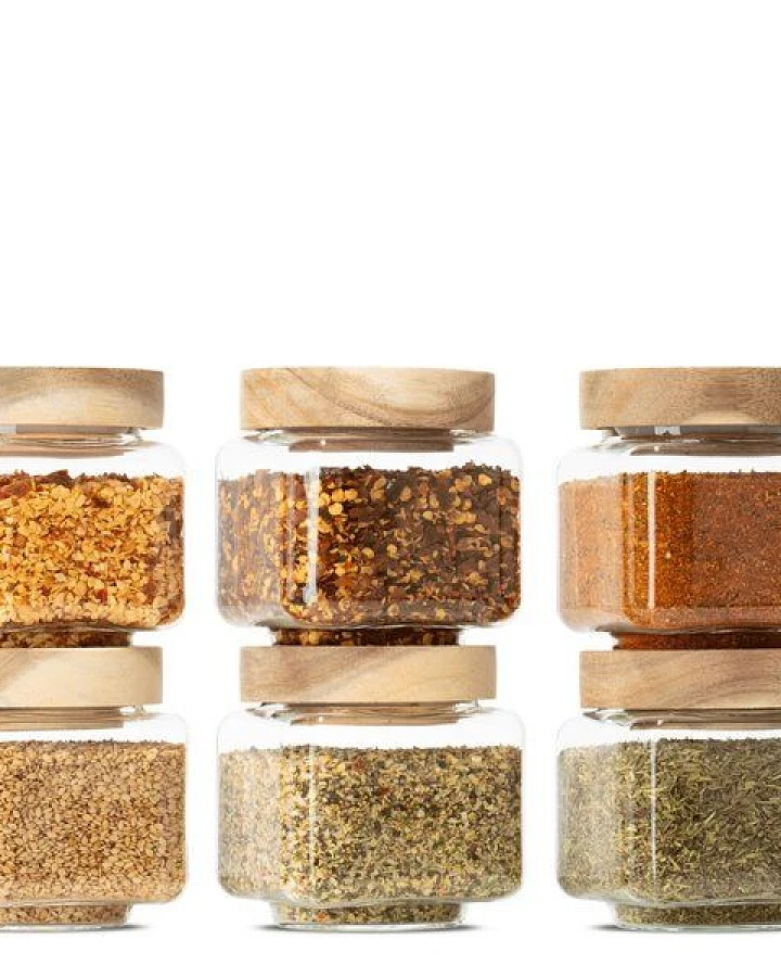 Econovo Gewürzgläser mit Holzdeckel