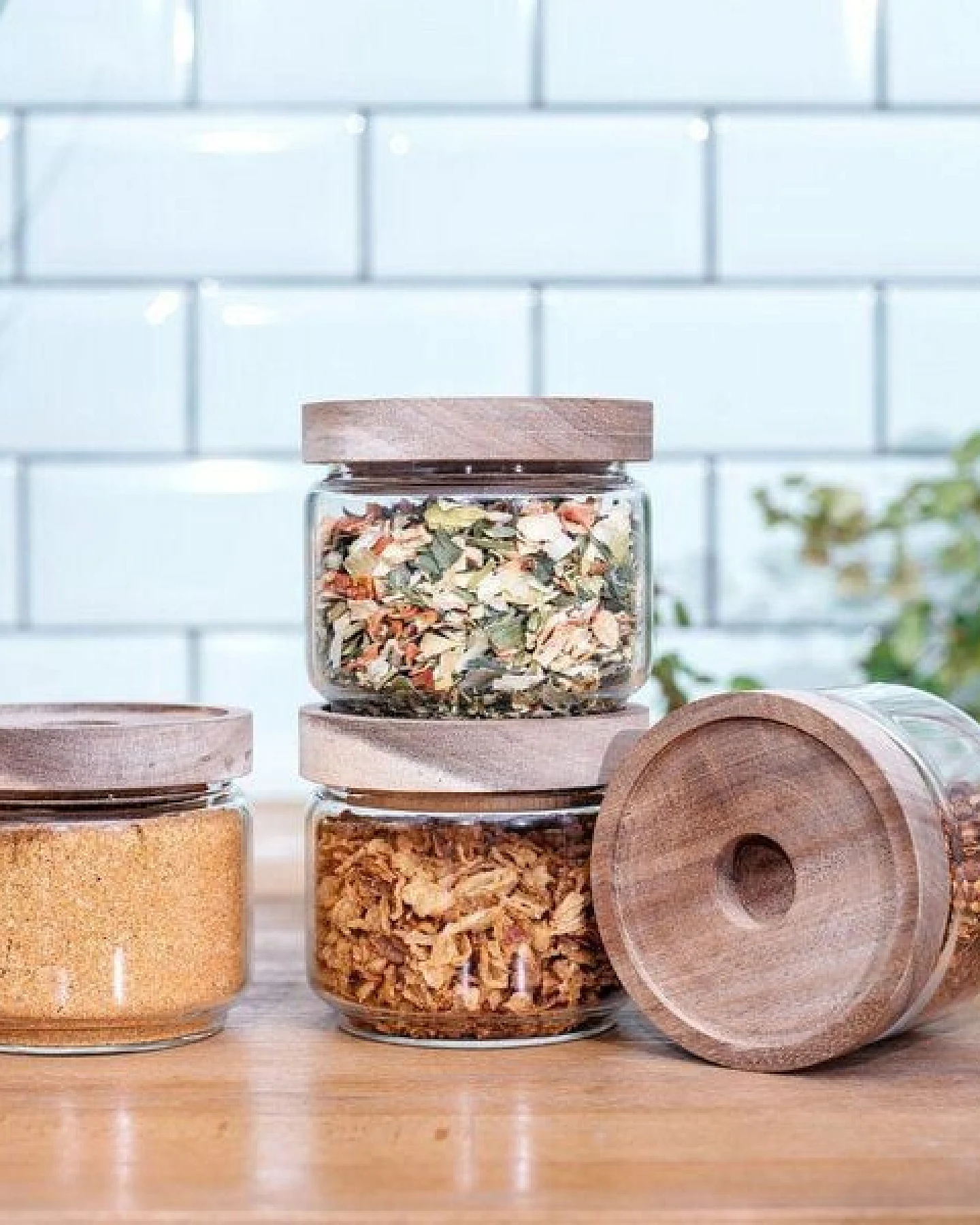 Econovo Kleine Vorratsgläser mit Holzdeckel – Ansicht 4