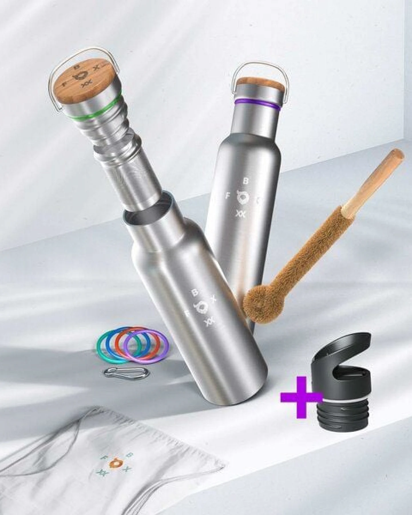FOXBOXX ÖKO Schulset,- Edelstahl Brotdose + Flasche 0,5 Liter matt "Special" – Ansicht 4