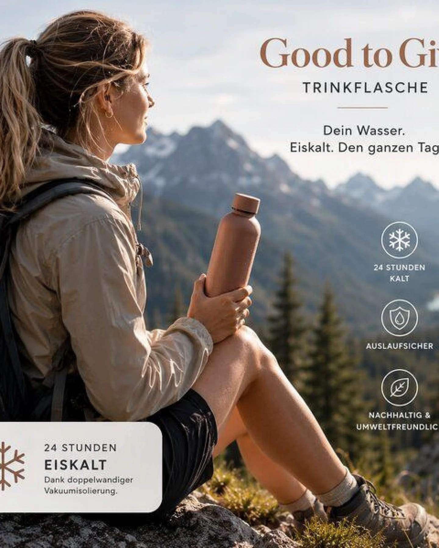 Good To Give Nachhaltige Aluminium Trinkflasche – Thermoflasche & Isolierflasche (500 ml) – Ansicht 2
