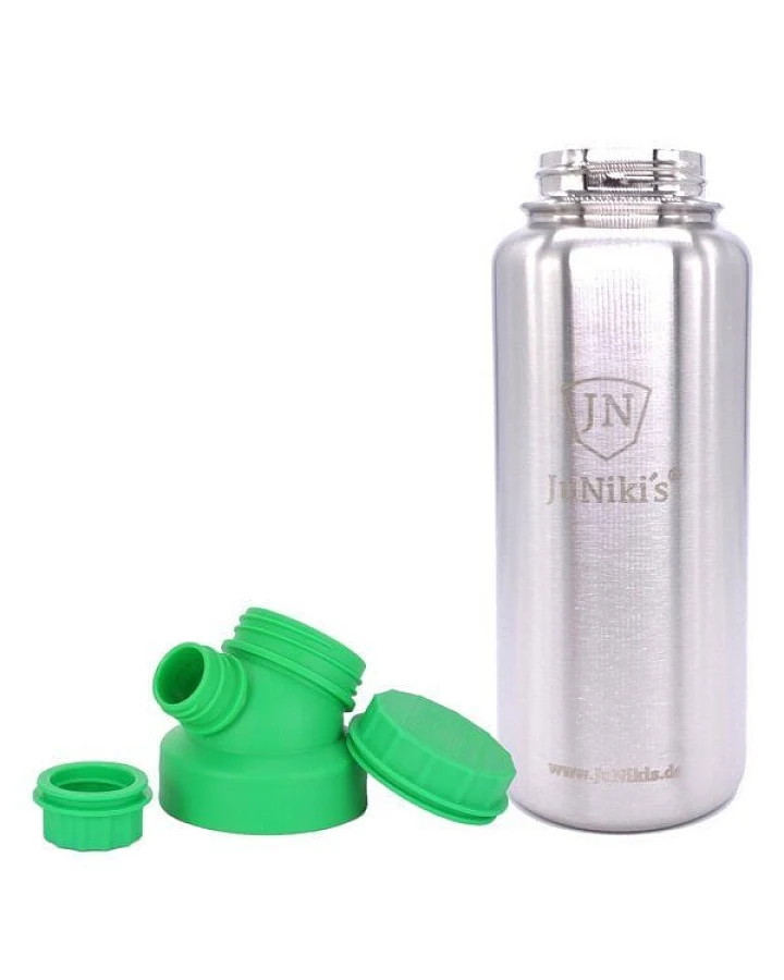JN JuNiki's JuNiki`s isolierte Edelstahl Trinkflasche 1 Liter mit Double Neck Deckel