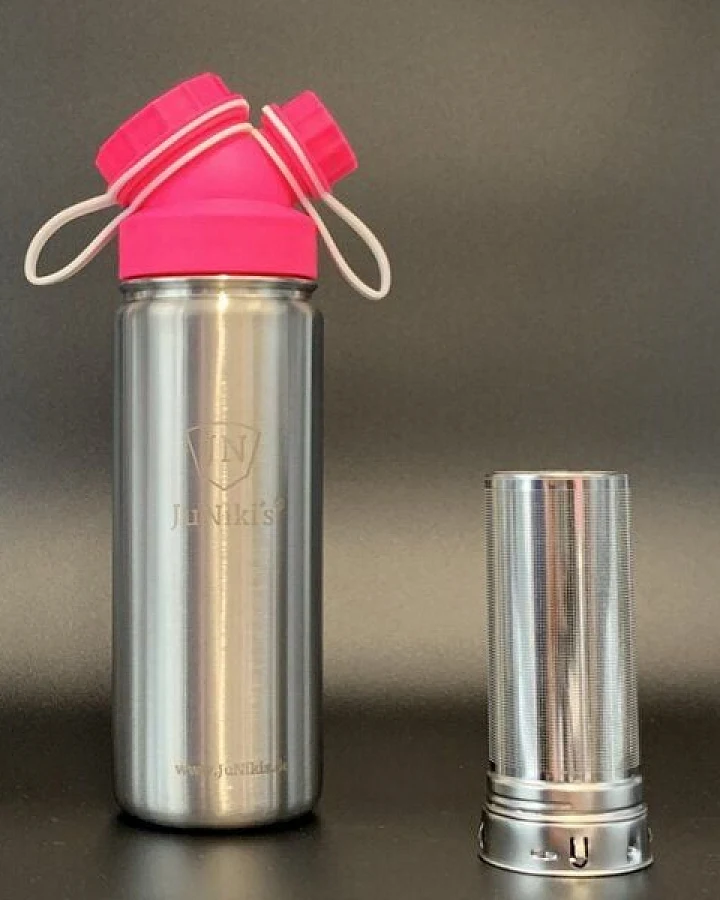 JN JuNiki's JuNiki´s® eco line isolierte Edelstahl Trinkflaschen 550ml Pink/Weiss + Teefilter
