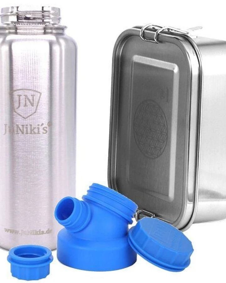 JN JuNiki's Set "Blume des Lebens": Lunchbox + 1 Liter isolierte Edelstahltrinkflasche