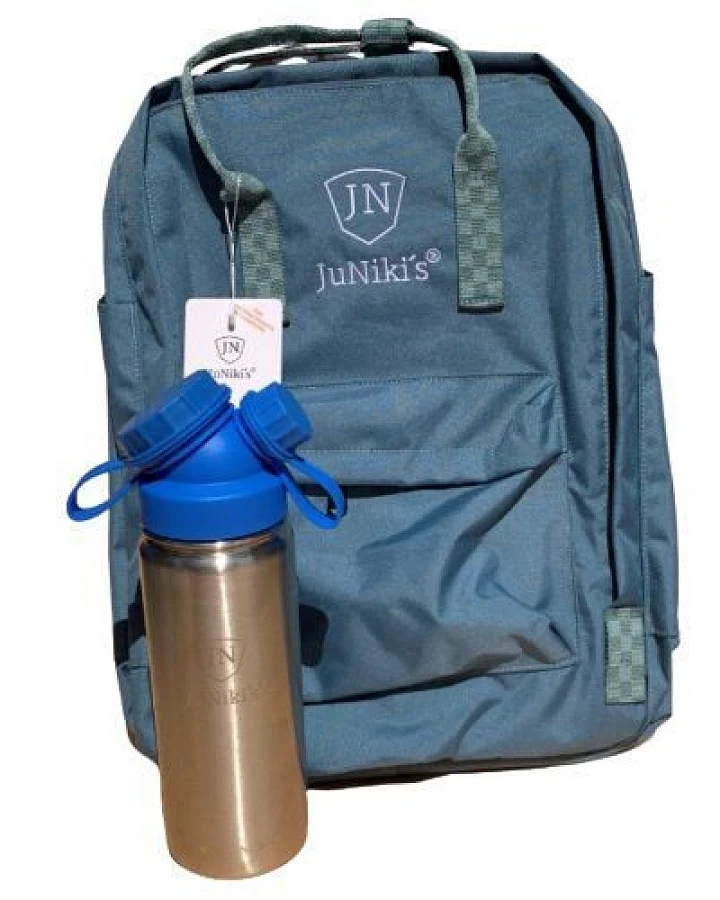 JN JuNiki's Set: JuNiki´s® 550ml Edelstahl Trinkflasche isoliert Pink oder Blau + Rucksack