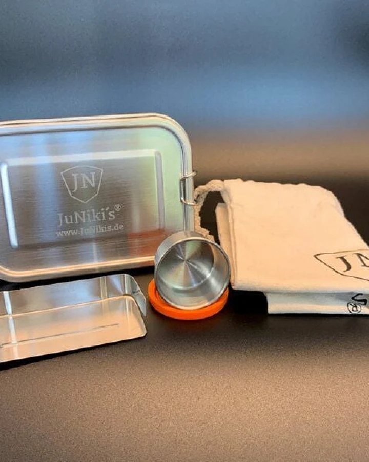 JN JuNiki's Set: JuNiki´s® eco line Edelstahl Lunchbox Brotdose + Trenner + Dipper