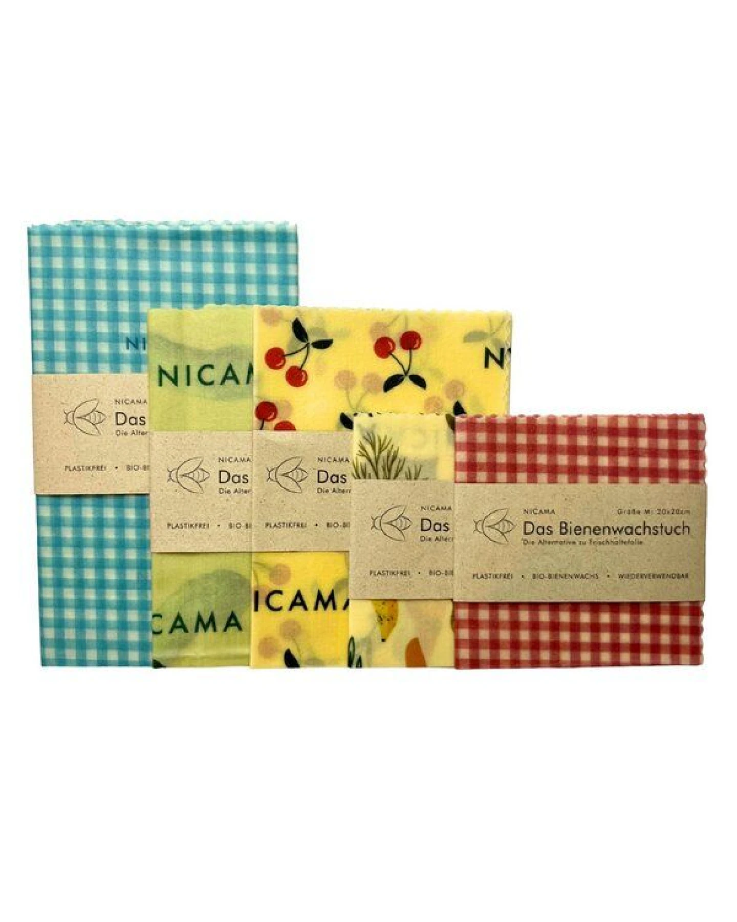 NICAMA Bienenwachstücher 5er Set (2xM + 2xL + XXL) – Ansicht 2