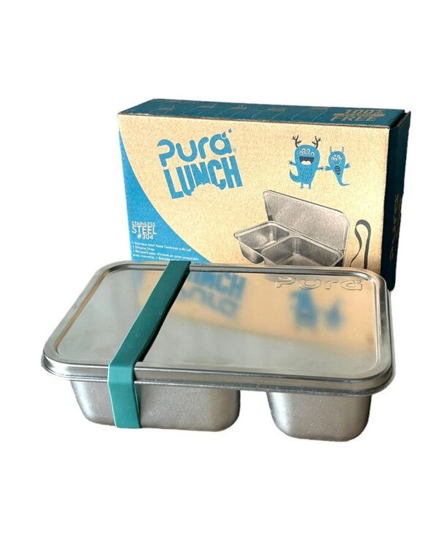 Pura Lunch - Edelstahl Brotdose mit 2 Fächern – Ansicht 2