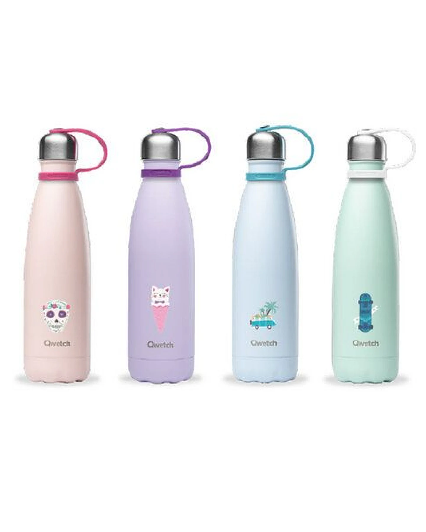 Qwetch Kids Collection isolierte Edelstahl Trinkflasche 500ml Kids Collection Pastell Farben 500ml - isoliert – Ansicht 2