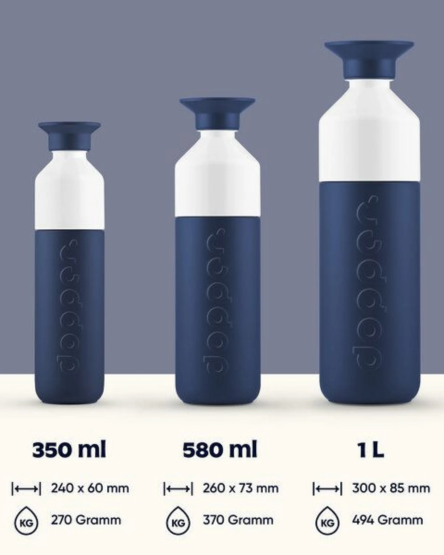 Thermosflasche Dopper Insulated 350ml, 580 ml - Doppelwandig, auslaufsicher, hält 24h kalt / 9h heiß – Ansicht 2