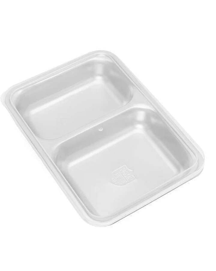 eTHikǝ Edelstahlbehälter mit zwei Hälften von 500 und 400 ml, 900ml im gesamt, mit Plastikdeckel