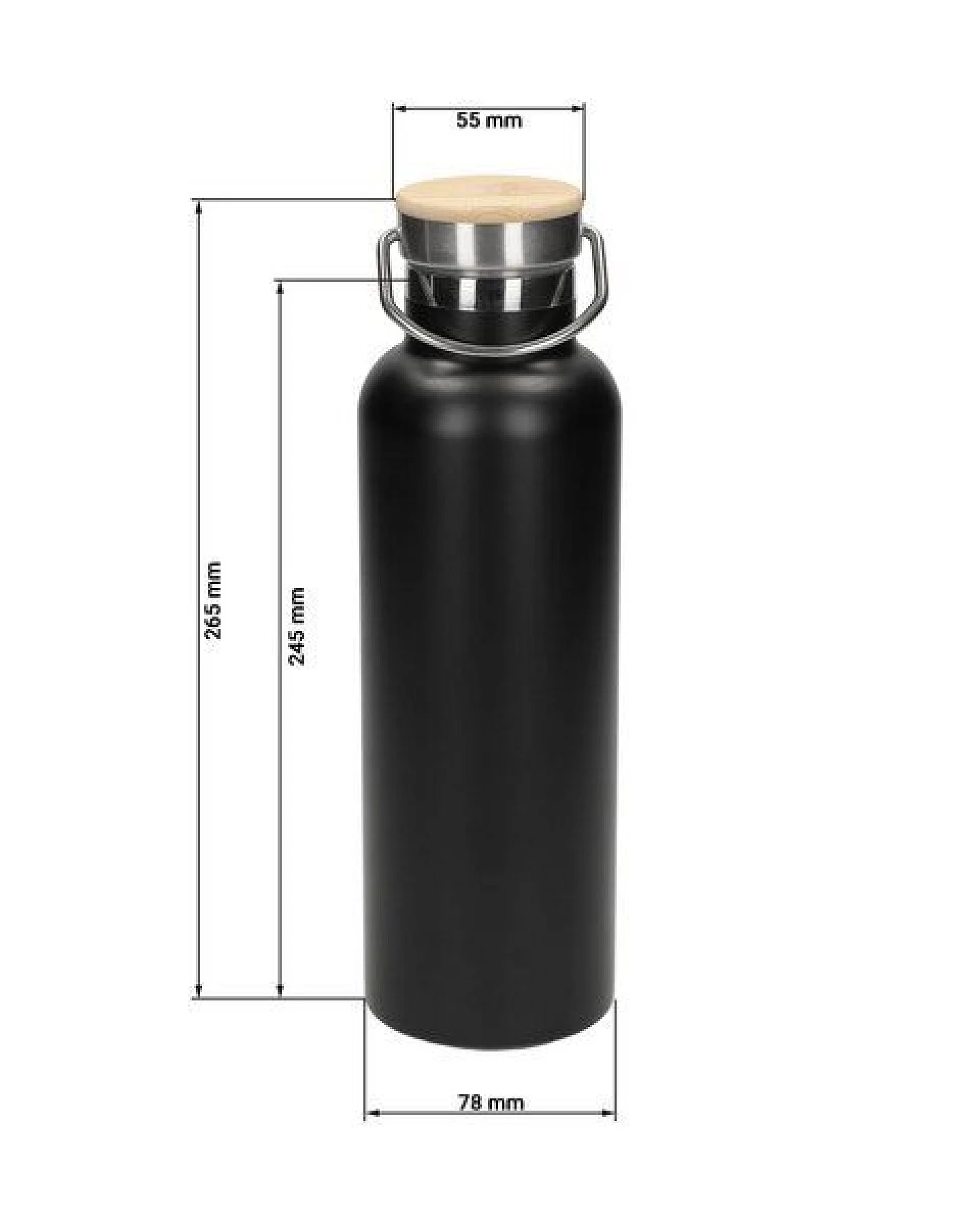 elasto Edelstahl Isolierflasche "Cascada" - Flasche mit Bambusdeckel & Griff – Ansicht 3