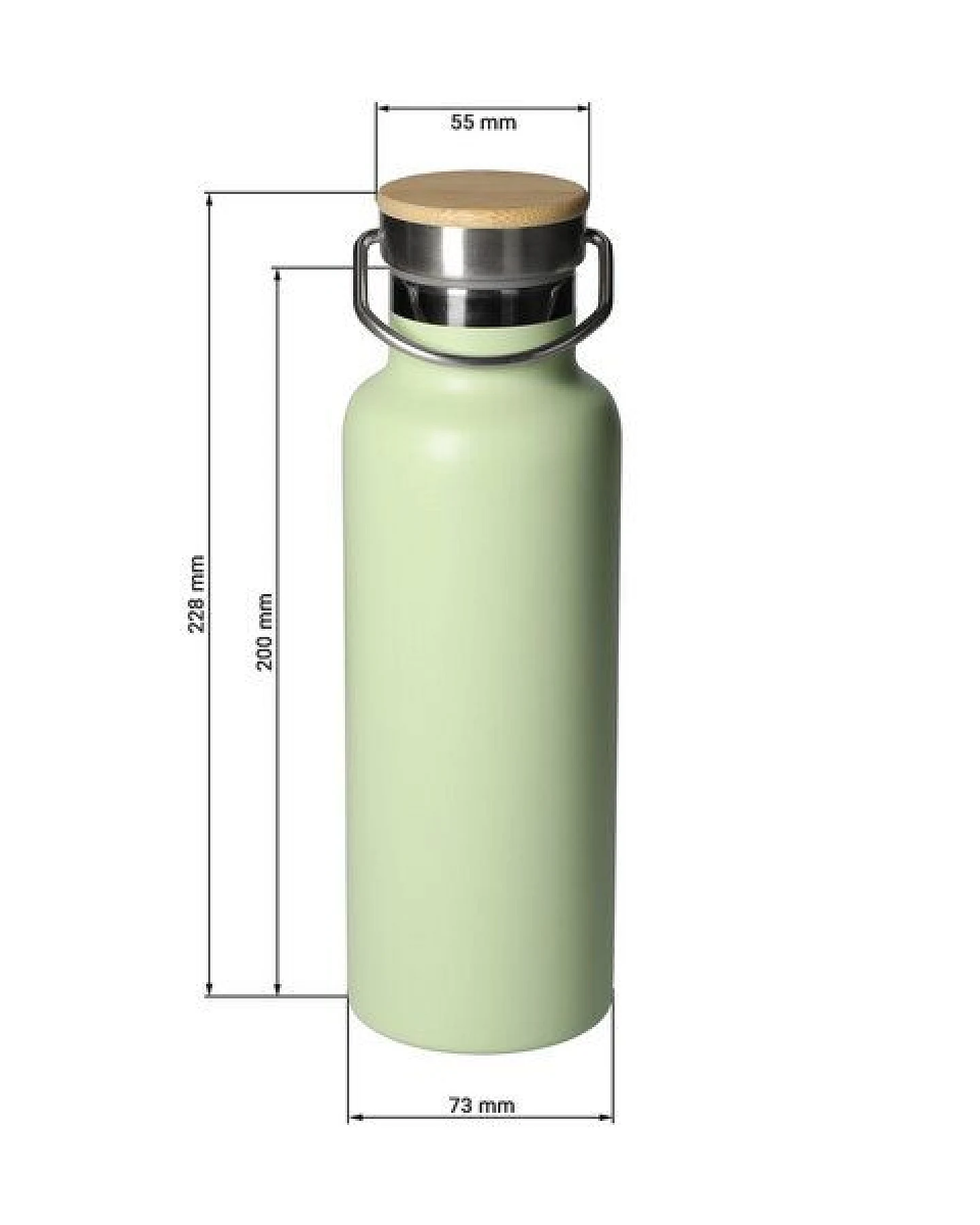 elasto Edelstahl Isolierflasche "Cascada" - Flasche mit Bambusdeckel & Griff – Ansicht 3