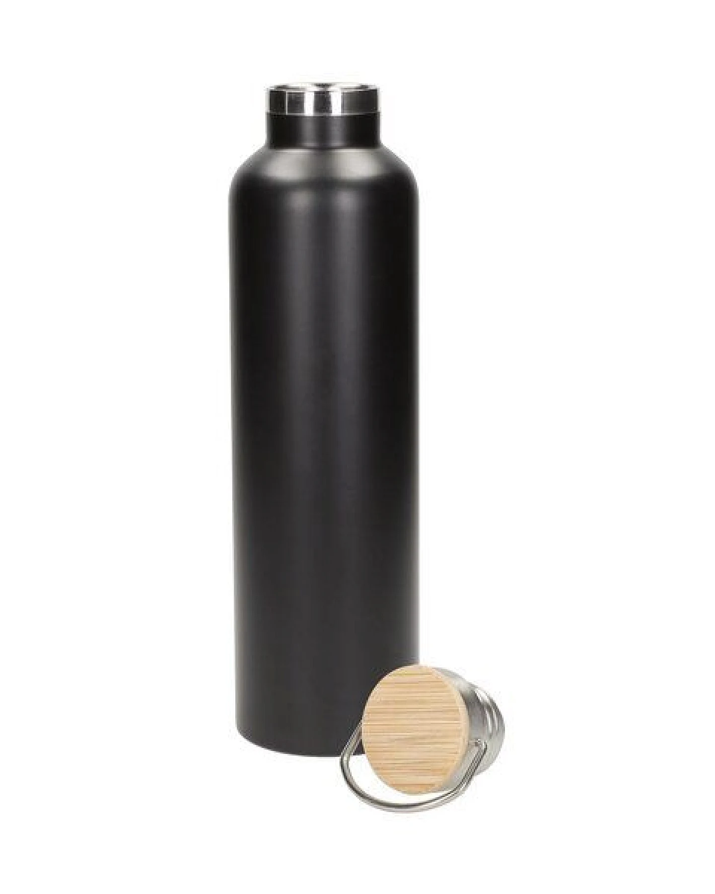 elasto Edelstahl Isolierflasche "Cascada" - Flasche mit Bambusdeckel & Griff – Ansicht 2