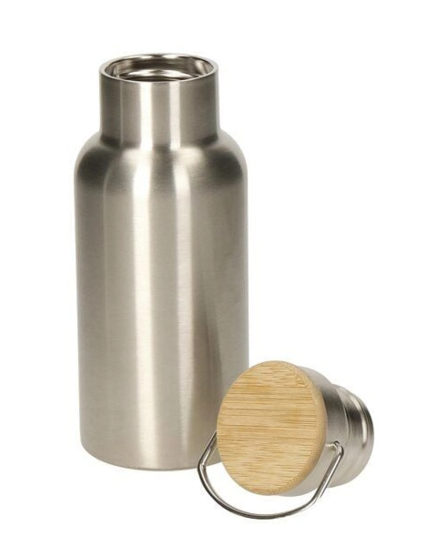elasto Edelstahl Isolierflasche "Cascada" - Flasche mit Bambusdeckel & Griff – Ansicht 2