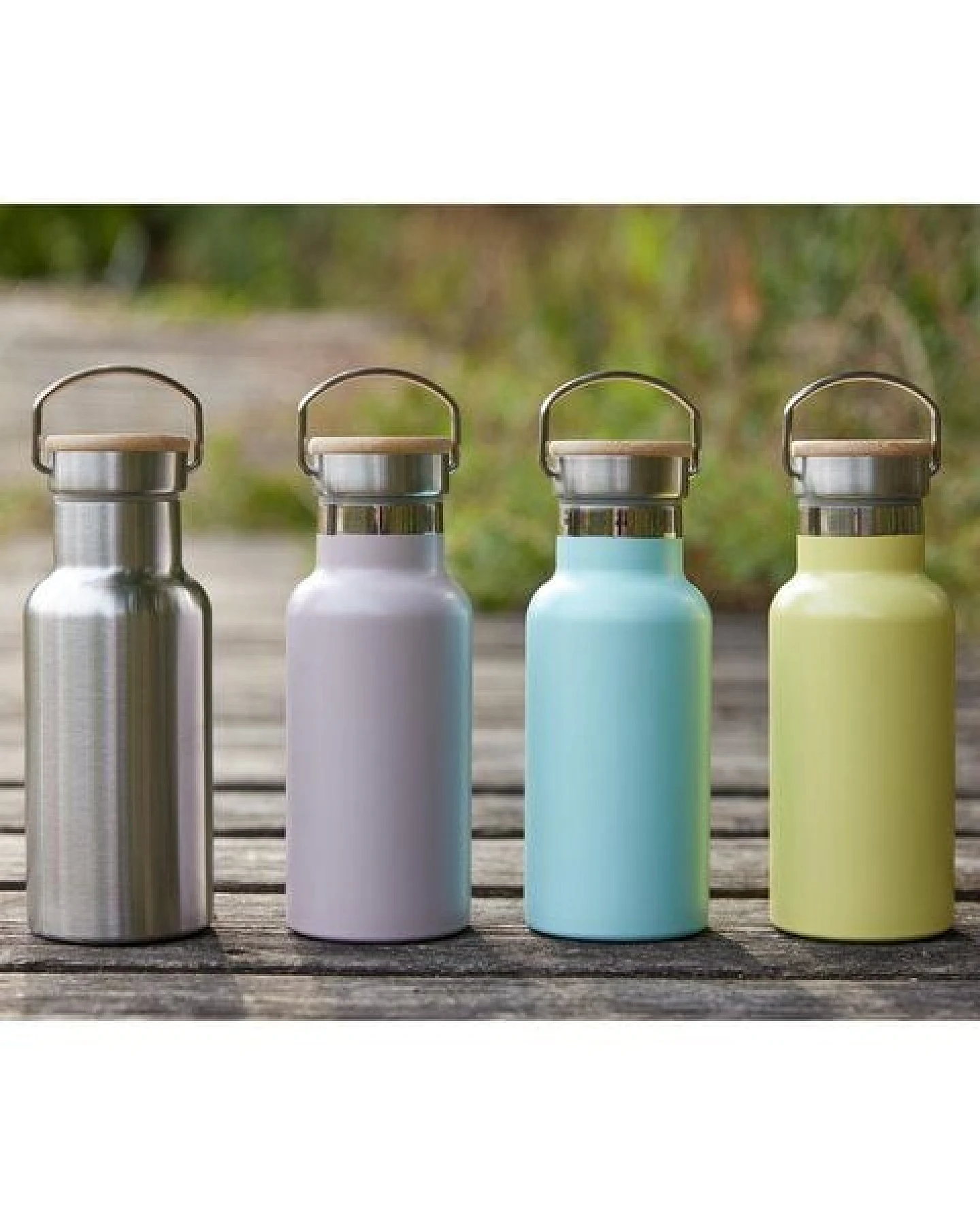 elasto Edelstahl Isolierflasche "Cascada" - Flasche mit Bambusdeckel & Griff – Ansicht 3