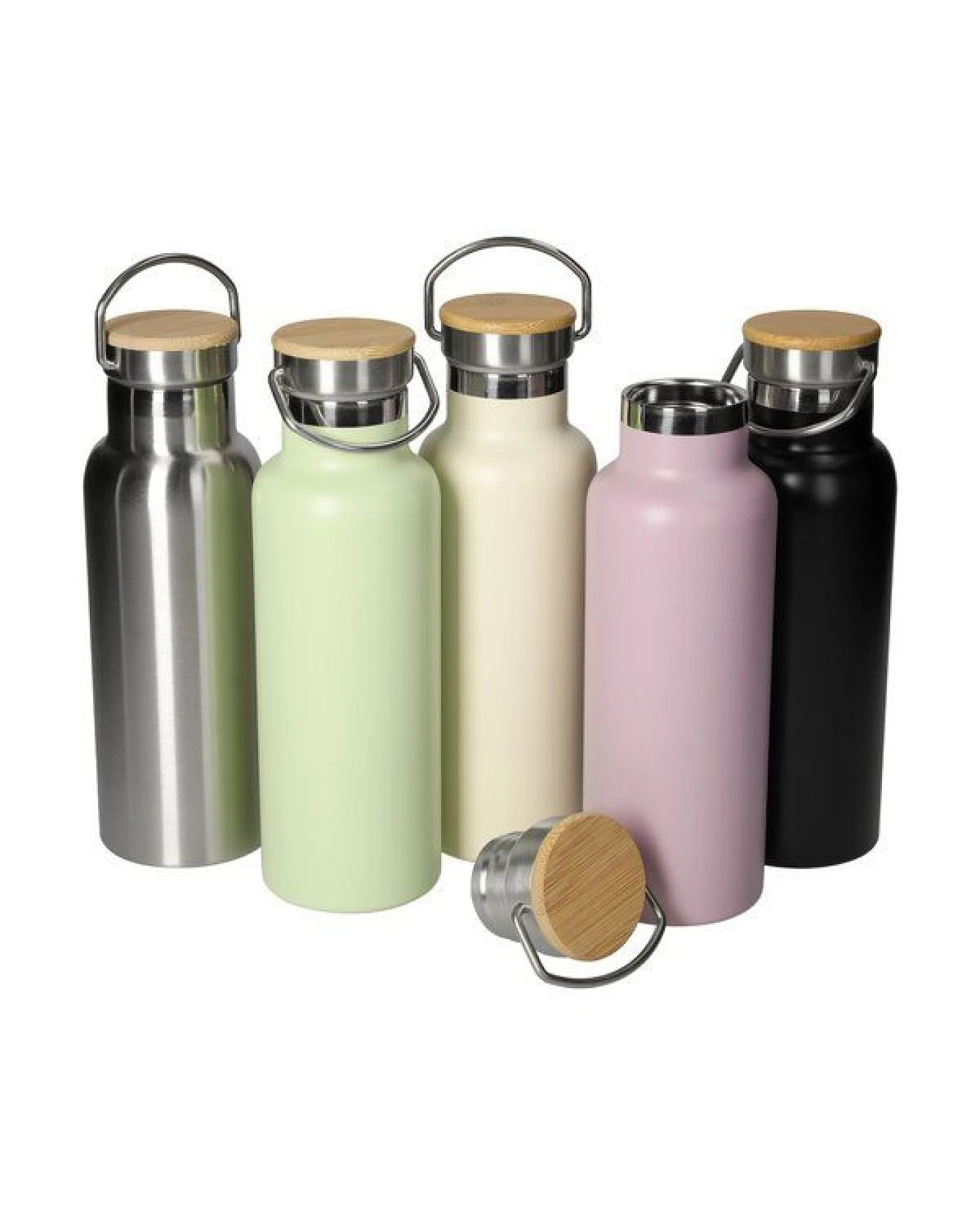 elasto Edelstahl Isolierflasche "Cascada" - Flasche mit Bambusdeckel & Griff – Ansicht 4