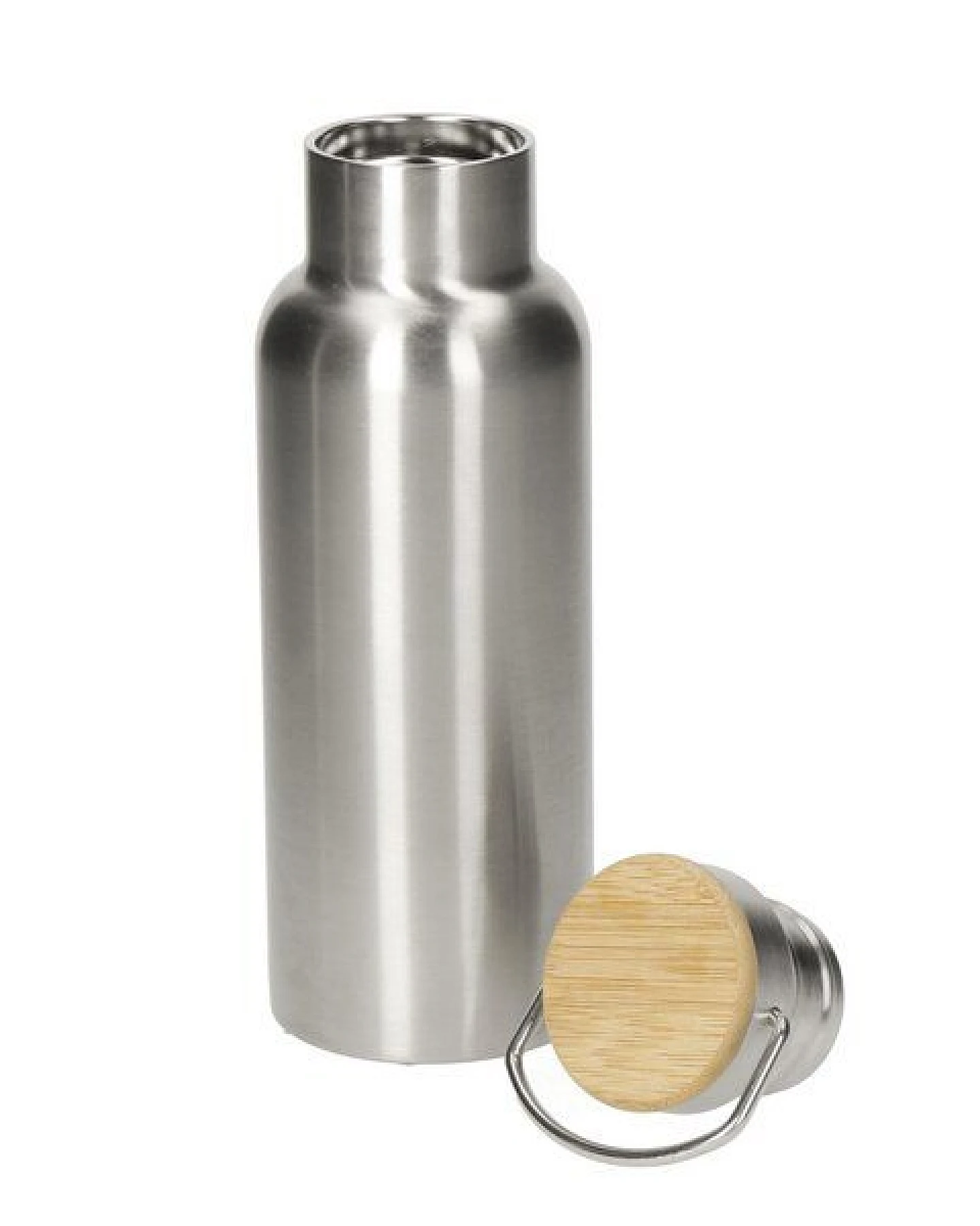 elasto Edelstahl Isolierflasche "Cascada" - Flasche mit Bambusdeckel & Griff – Ansicht 2
