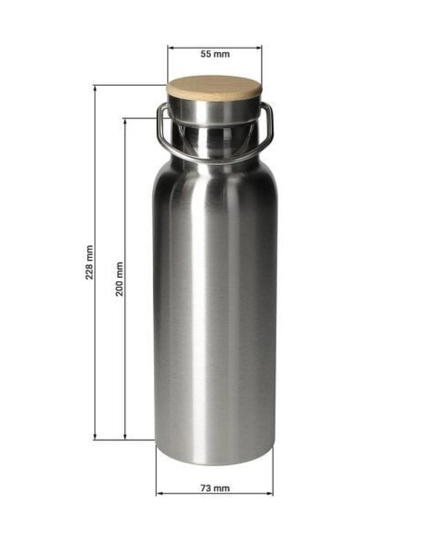elasto Edelstahl Isolierflasche "Cascada" - Flasche mit Bambusdeckel & Griff – Ansicht 3