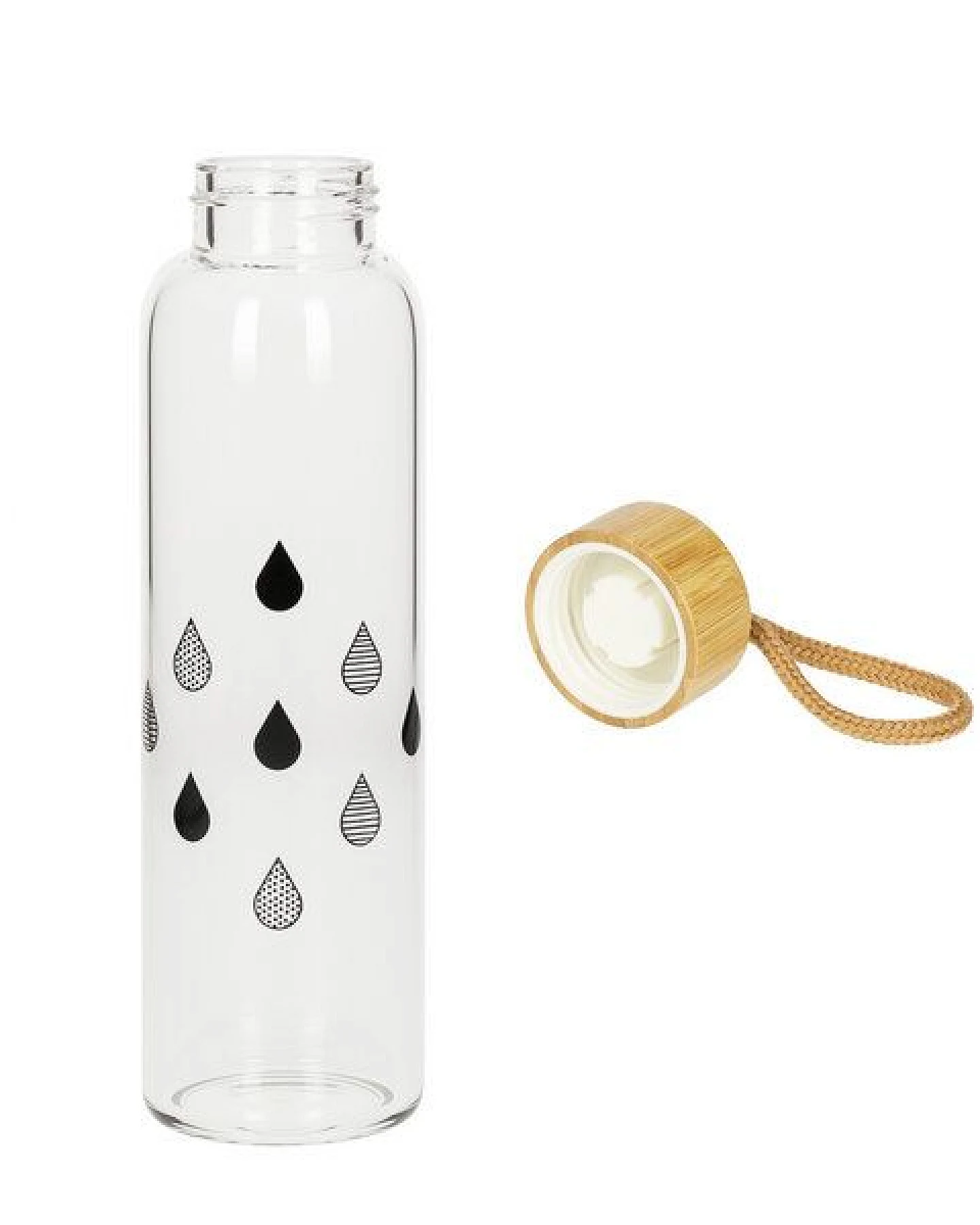 elasto Glasflasche 550 ml mit Bambusdeckel - Trinkflasche mit Schutzhülle – Ansicht 2