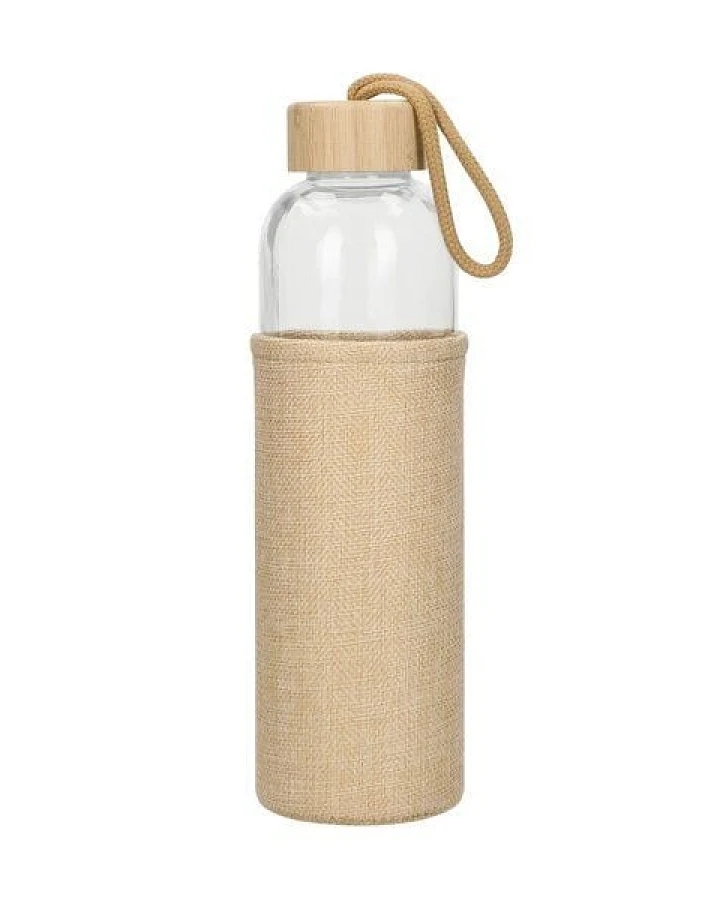 elasto Glasflasche mit Hülle "Natural" - Trinkflasche & Hülle für jeden Tag