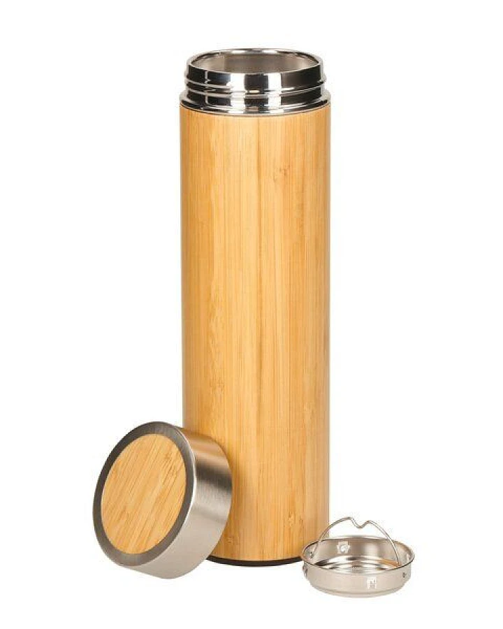 elasto Vakuumflasche - doppelwandige Isolierflasche aus Edelstahl mit Teesieb