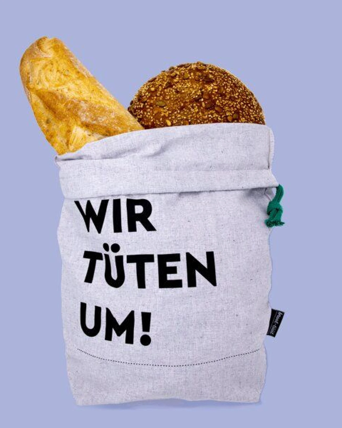 umtüten Brotbeutel aus Recyling Bio Baumwolle / plastikfrei / made in Germany – Ansicht 2