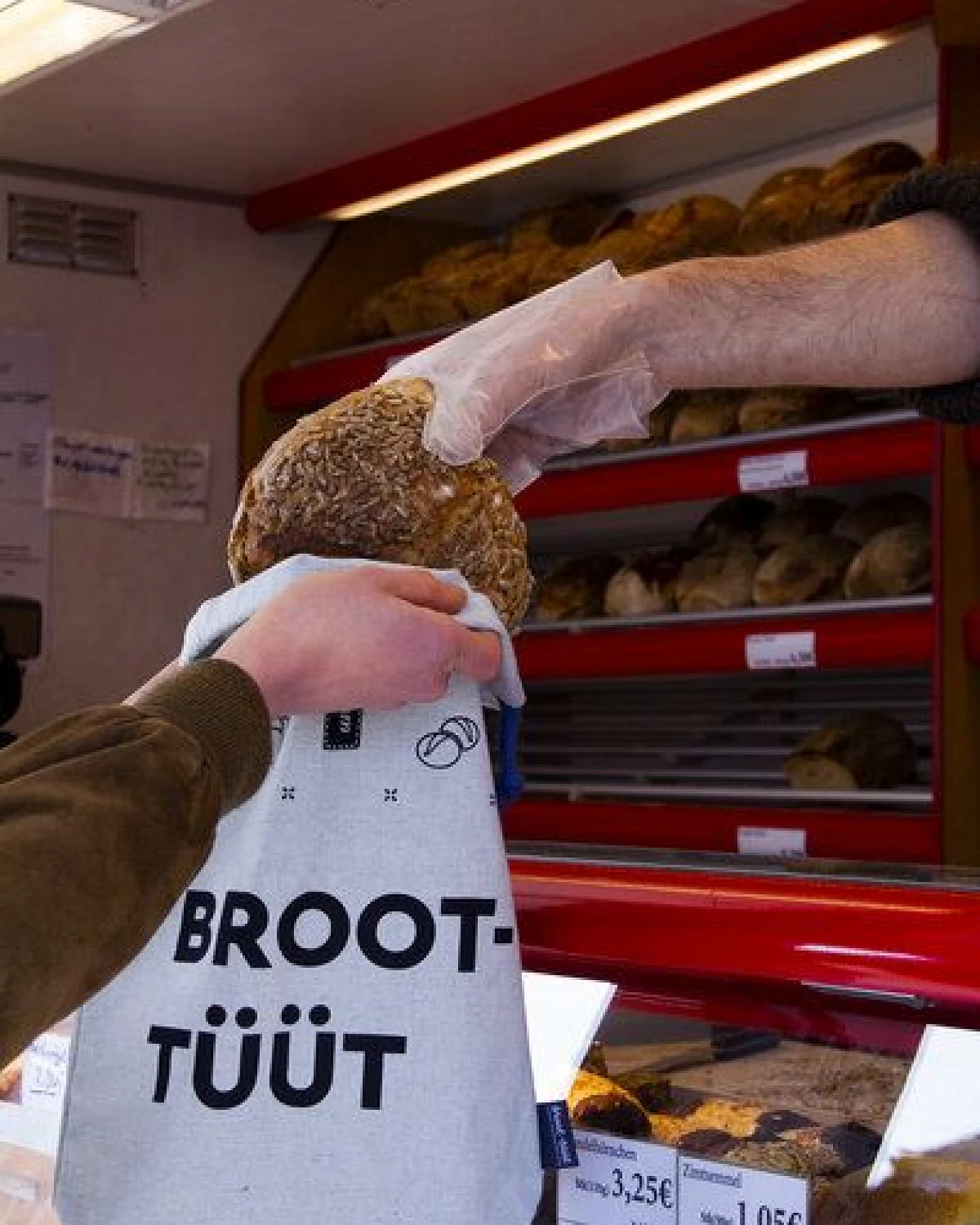 umtüten Brotbeutel aus Recyling Bio Baumwolle / plastikfrei / made in Germany – Ansicht 3