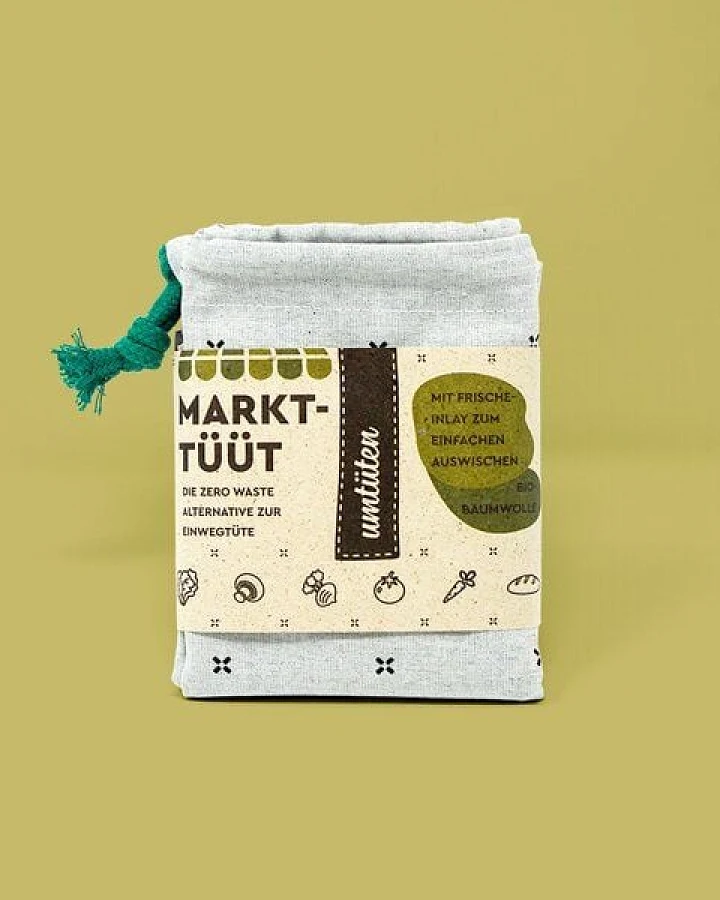 umtüten Markt-Tüüt aus Recyling Bio Baumwolle / plastikfrei / made in Germany