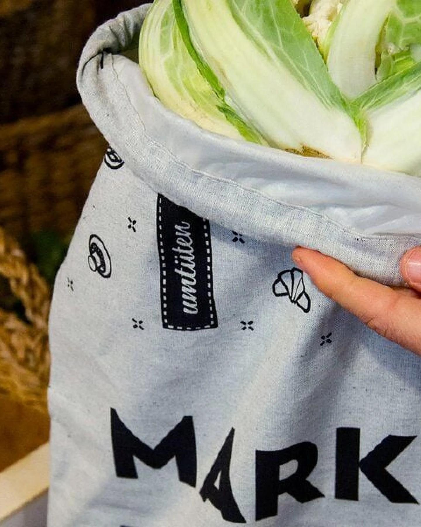 umtüten Markt-Tüüt aus Recyling Bio Baumwolle / plastikfrei / made in Germany – Ansicht 2