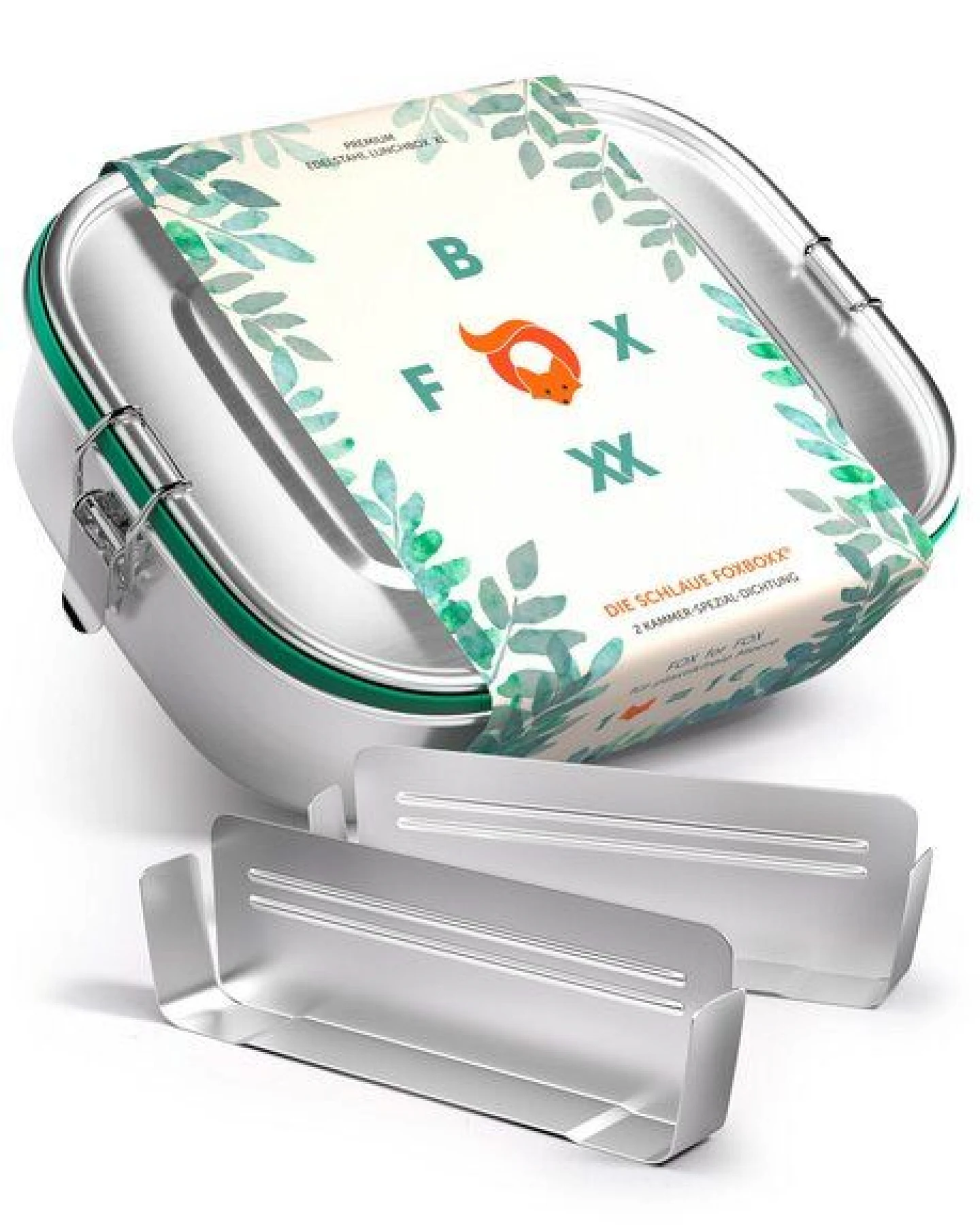 ÖKO Edelstahl Brotdose FOXBOXX 2 Trenner – Ansicht 2