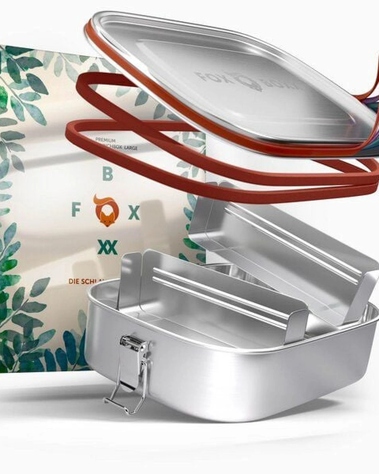 ÖKO Edelstahl Brotdose FOXBOXX 2 Trenner – Ansicht 4