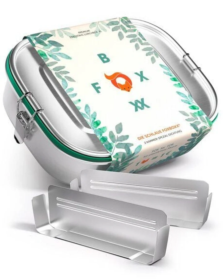ÖKO Edelstahl Brotdose FOXBOXX 2 Trenner